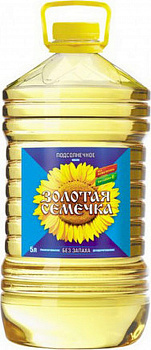 Масло "Золотая семечка" подсолнечное рафинированное дезодорированное, 5л пл/б