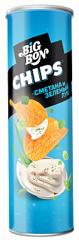 Чипсы "BIGBON" тубус со вкусом Сметана и зеленый лук 130 г