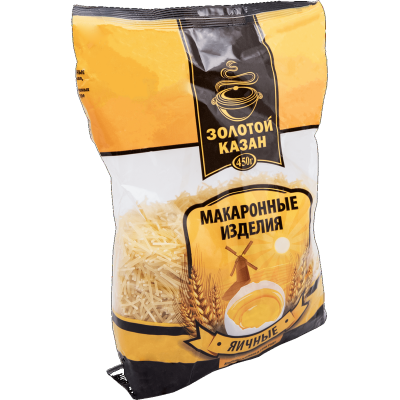 Макароны яичные "Золотой Казан" Вермишель, 450гр мягк/уп