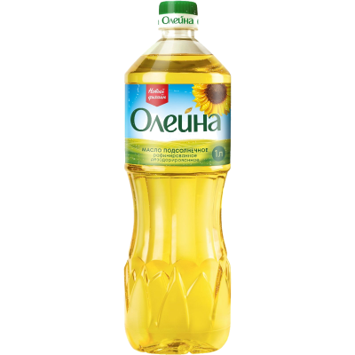 Масло "Олейна" подсолнечное рафинированное дезодорированное, 1л пл/б