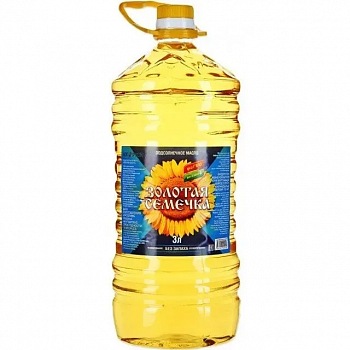 Масло "Золотая семечка" подсолнечное рафинированное дезодорированное, 3л пл/б