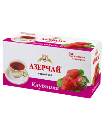 Чай "Азерчай" Земляника черный, 50гр (2г*25пак. с кон) карт/кор