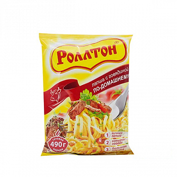 Лапша яичная  "Роллтон" по-домашнему с говядиной, пачка 85гр