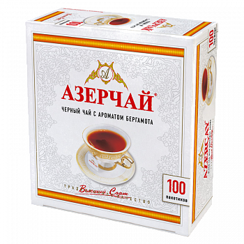 Чай "Азерчай" черный байховый с ароматом бергамота, 200гр (2г*100пак) карт/кор
