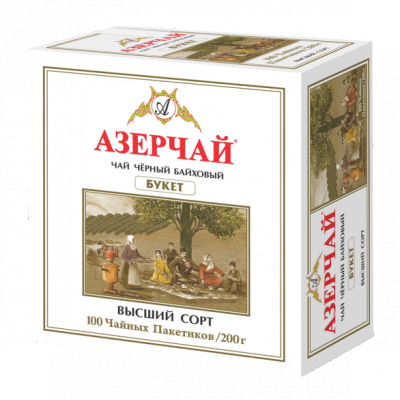 Чай "Азерчай" Букет черный байховый, 200гр (2г*100пак) карт/кор