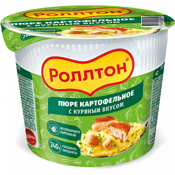 Пюре картофельное "Роллтон" со вкусом курицы, стакан 40гр