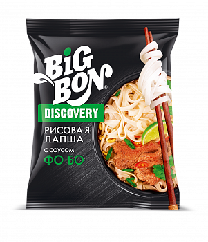 Лапша рисовая "BIGBON" По Вьетнамски с соусом Фо Бо, пачка 65гр